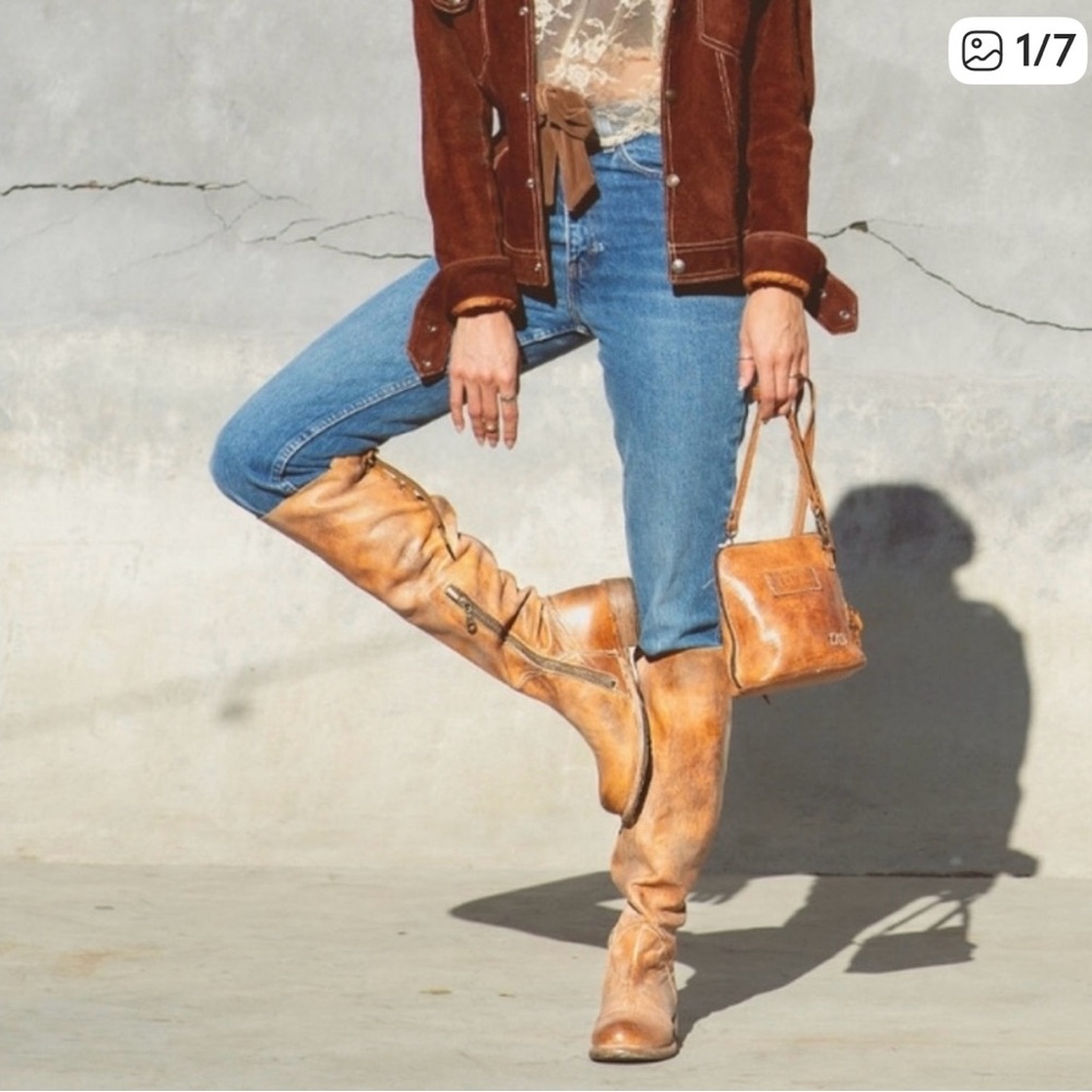 Bed Stu Tan Leather Heeled Boots